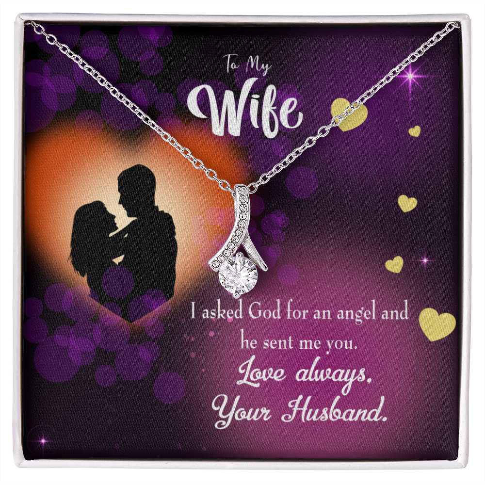 To My Wife You're an Angel Alluring Ribbon Necklace Message Card-Express Your Love Gifts