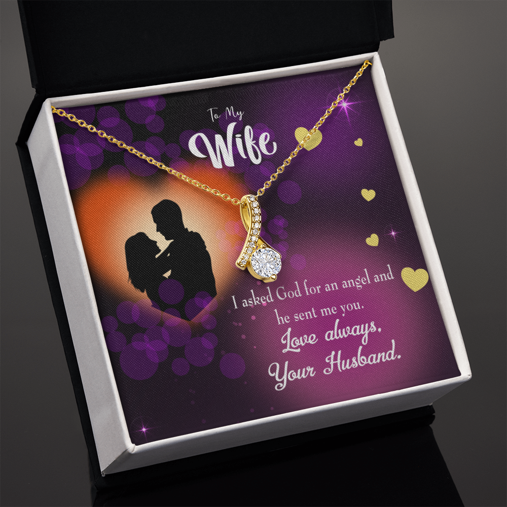 To My Wife You're an Angel Alluring Ribbon Necklace Message Card-Express Your Love Gifts