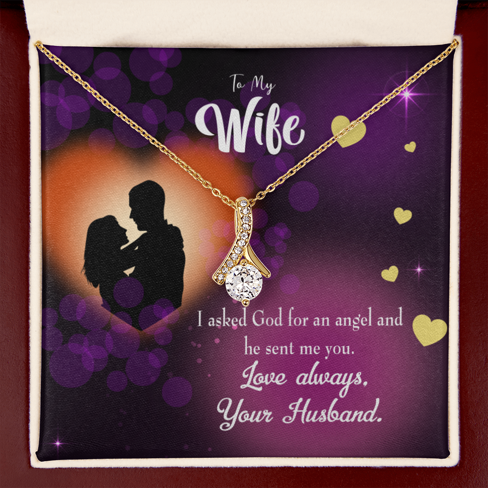 To My Wife You're an Angel Alluring Ribbon Necklace Message Card-Express Your Love Gifts