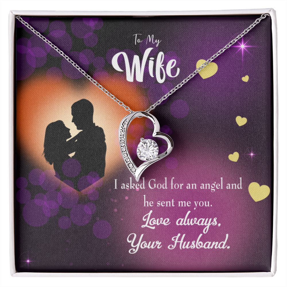 To My Wife You're an Angel Forever Necklace w Message Card-Express Your Love Gifts