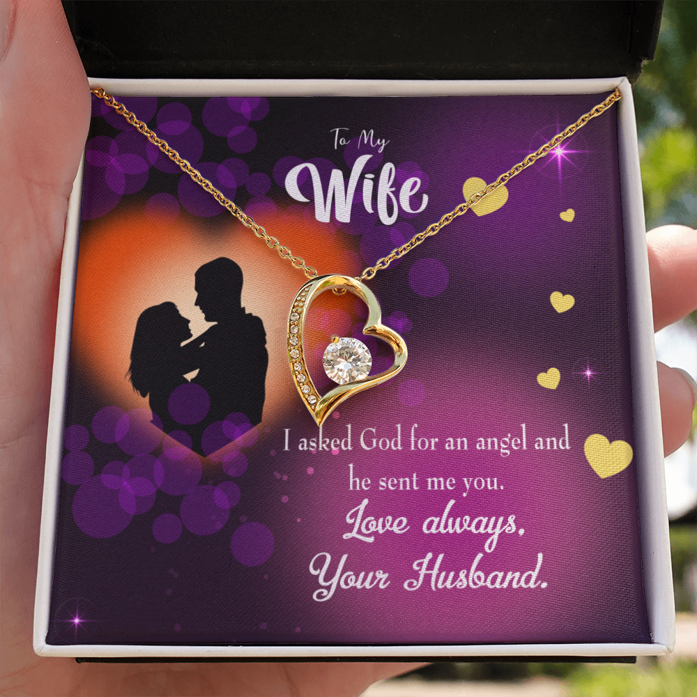 To My Wife You're an Angel Forever Necklace w Message Card-Express Your Love Gifts