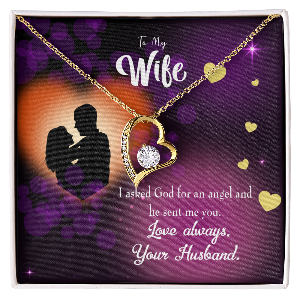 To My Wife You're an Angel Forever Necklace w Message Card-Express Your Love Gifts