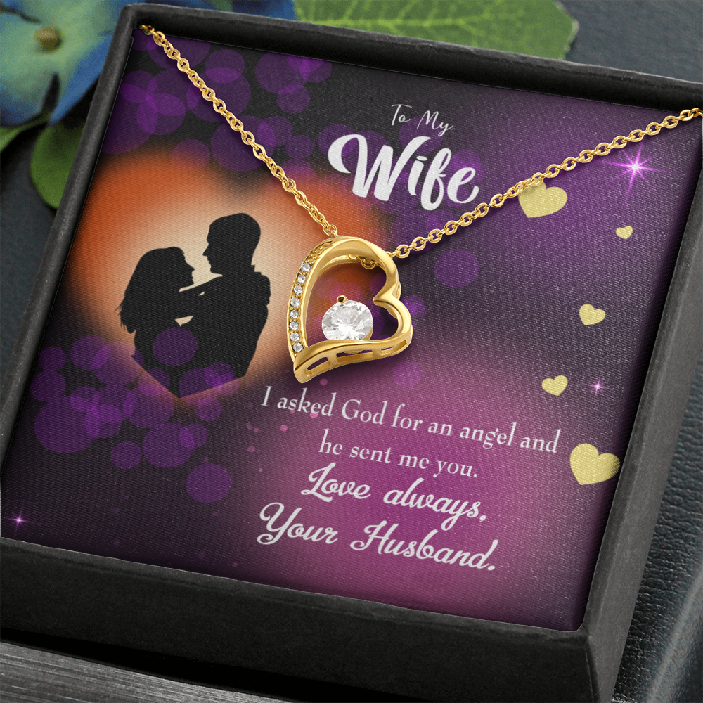 To My Wife You're an Angel Forever Necklace w Message Card-Express Your Love Gifts