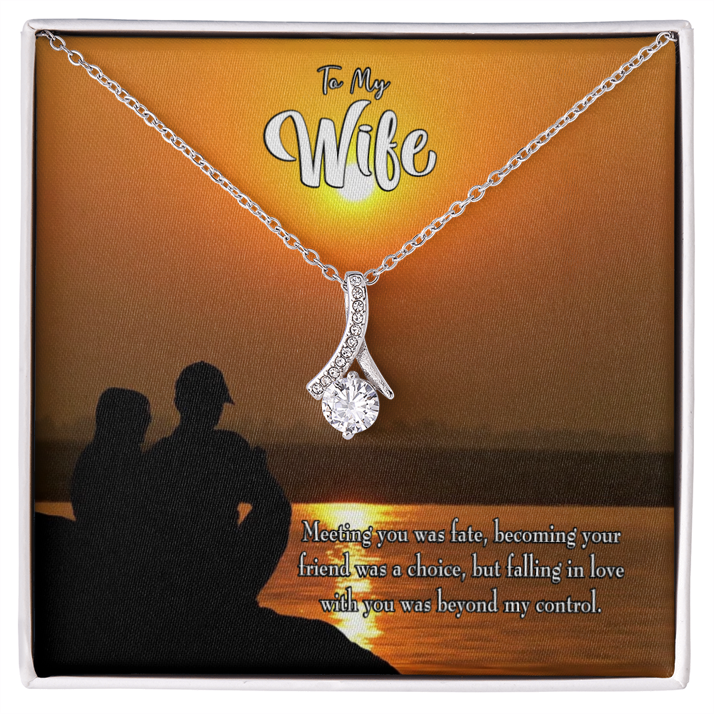 To My Wife You're my Fate Alluring Ribbon Necklace Message Card-Express Your Love Gifts