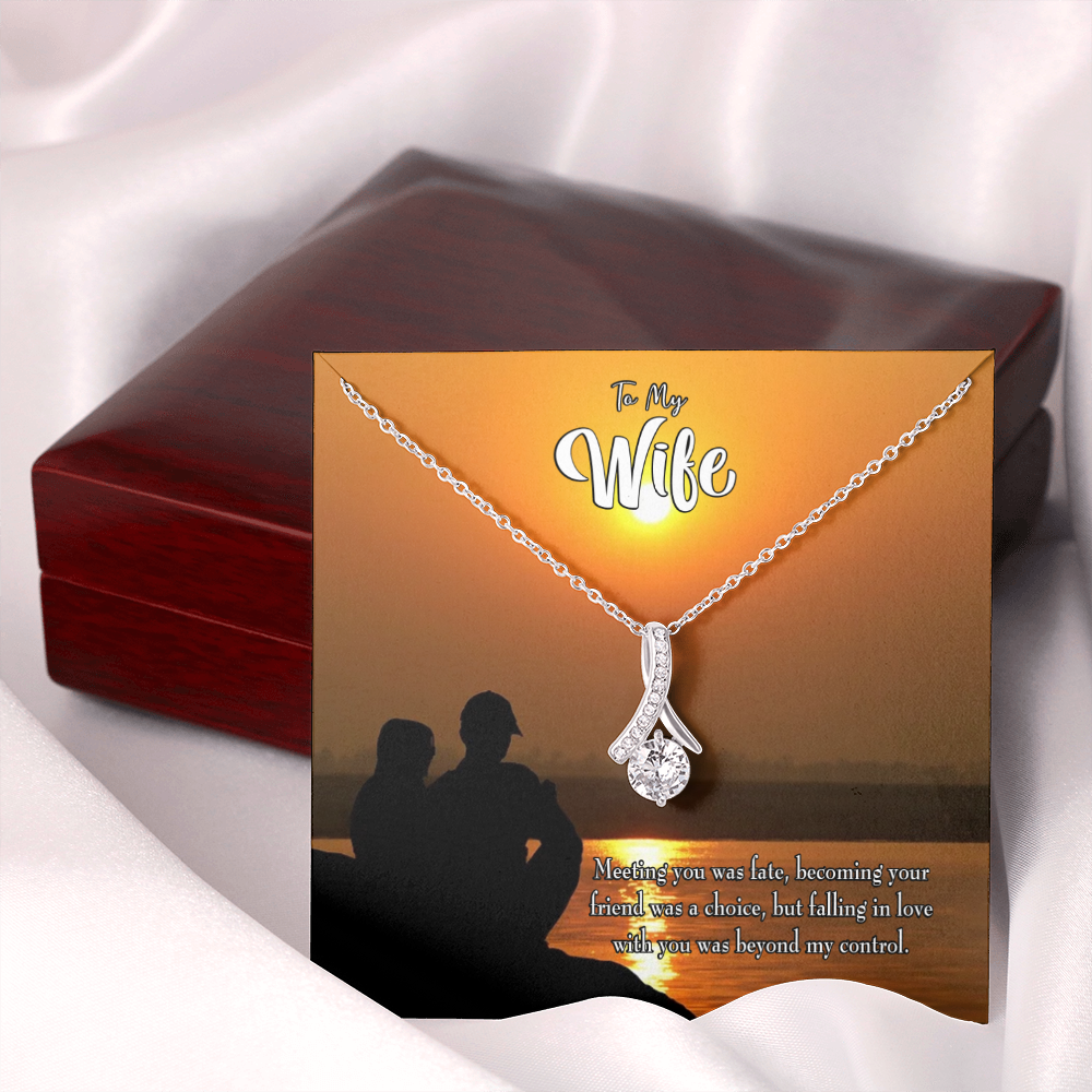 To My Wife You're my Fate Alluring Ribbon Necklace Message Card-Express Your Love Gifts