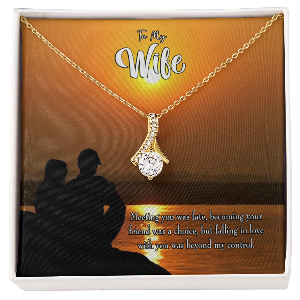 To My Wife You're my Fate Alluring Ribbon Necklace Message Card-Express Your Love Gifts