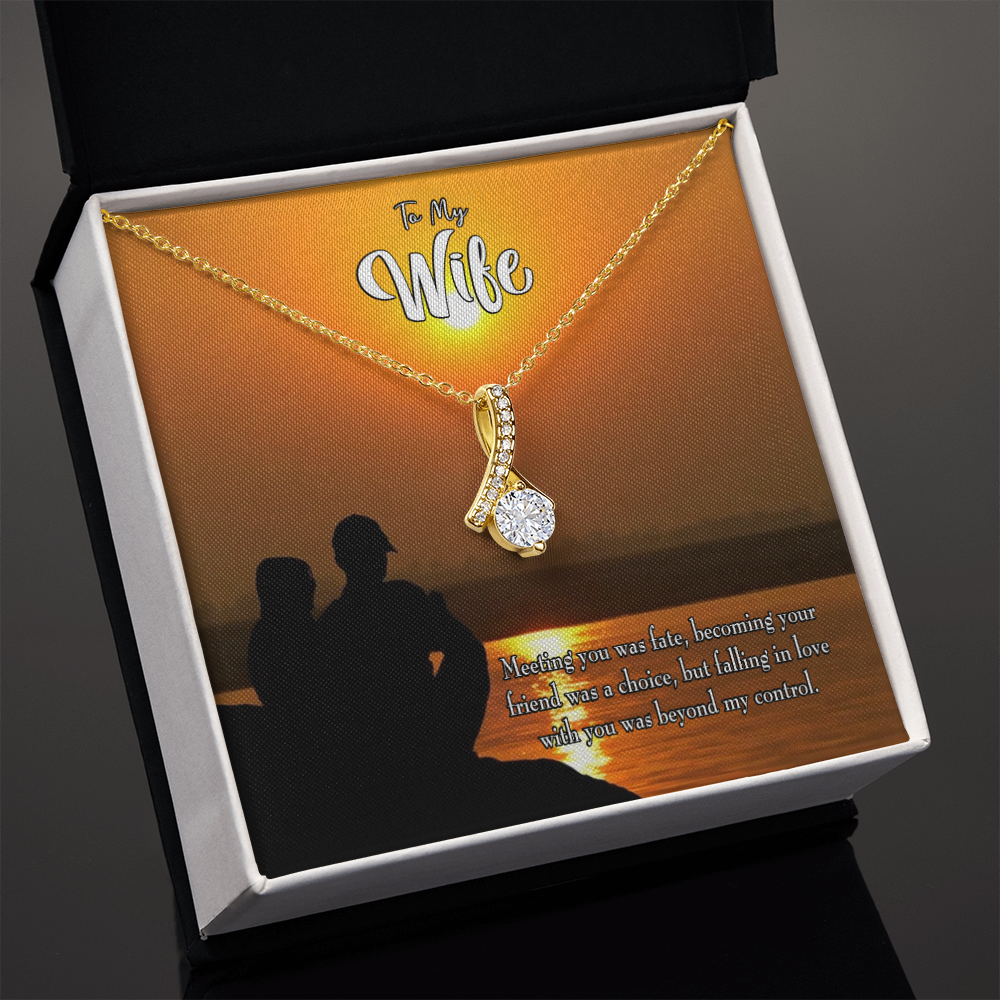 To My Wife You're my Fate Alluring Ribbon Necklace Message Card-Express Your Love Gifts