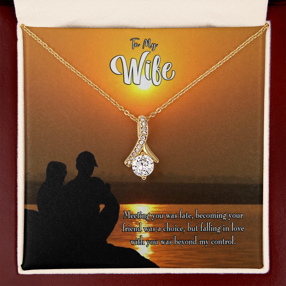 To My Wife You're my Fate Alluring Ribbon Necklace Message Card-Express Your Love Gifts