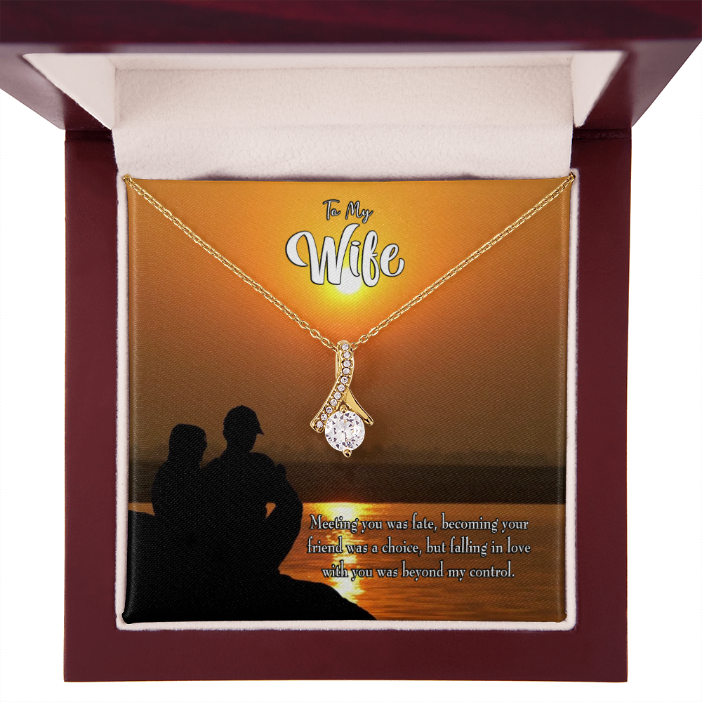 To My Wife You're my Fate Alluring Ribbon Necklace Message Card-Express Your Love Gifts