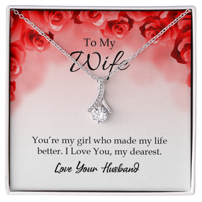 To My Wife You’re My Girl Alluring Ribbon Necklace Message Card-Express Your Love Gifts