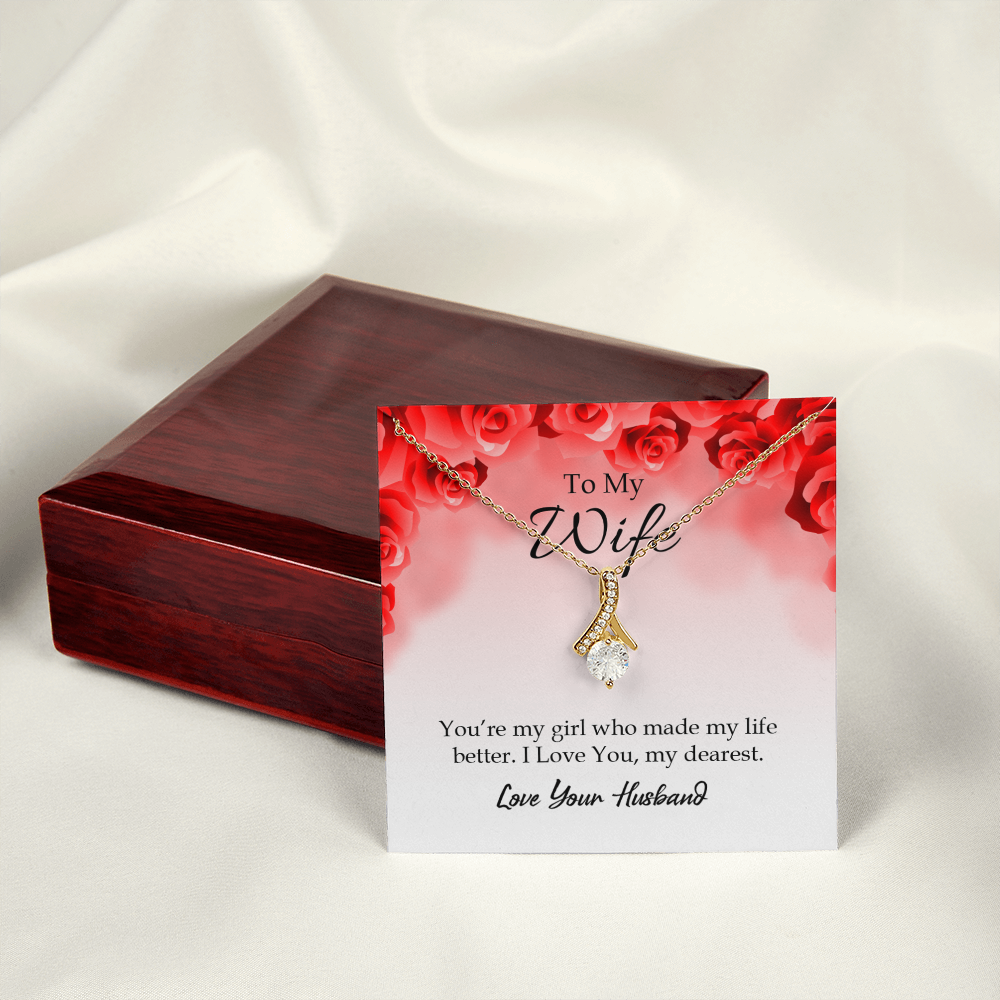 To My Wife You’re My Girl Alluring Ribbon Necklace Message Card-Express Your Love Gifts