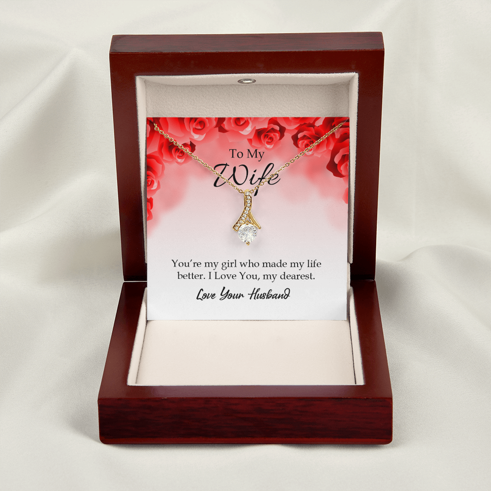 To My Wife You’re My Girl Alluring Ribbon Necklace Message Card-Express Your Love Gifts