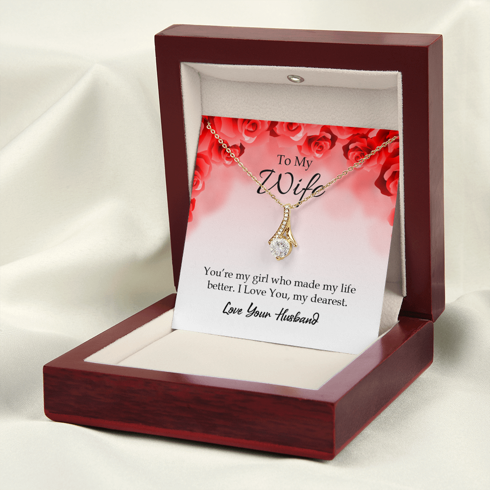 To My Wife You’re My Girl Alluring Ribbon Necklace Message Card-Express Your Love Gifts