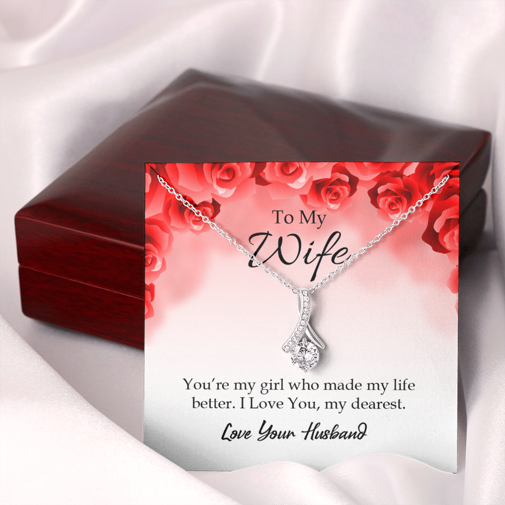 To My Wife You’re My Girl Alluring Ribbon Necklace Message Card-Express Your Love Gifts