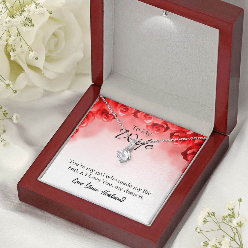 To My Wife You’re My Girl Alluring Ribbon Necklace Message Card-Express Your Love Gifts