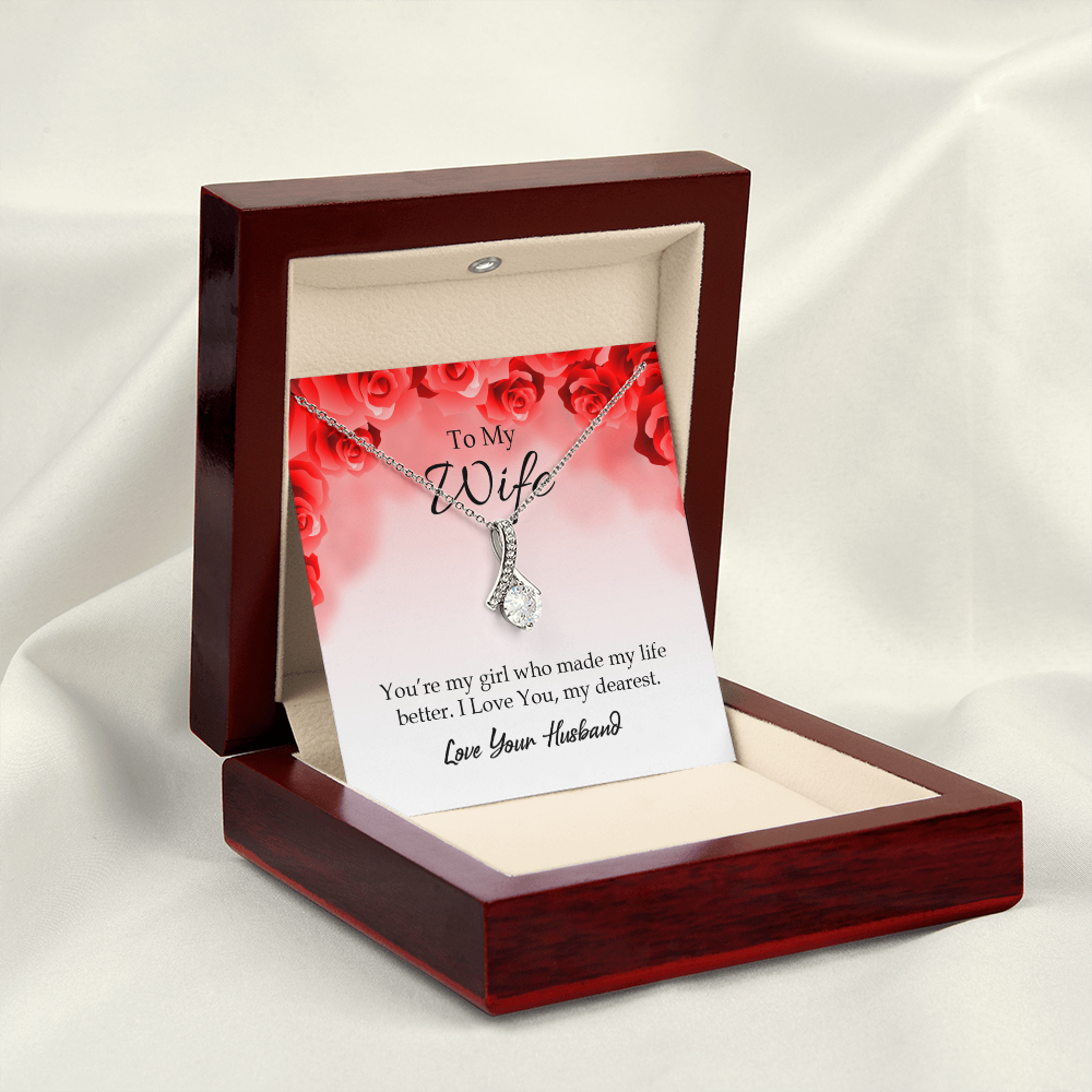 To My Wife You’re My Girl Alluring Ribbon Necklace Message Card-Express Your Love Gifts