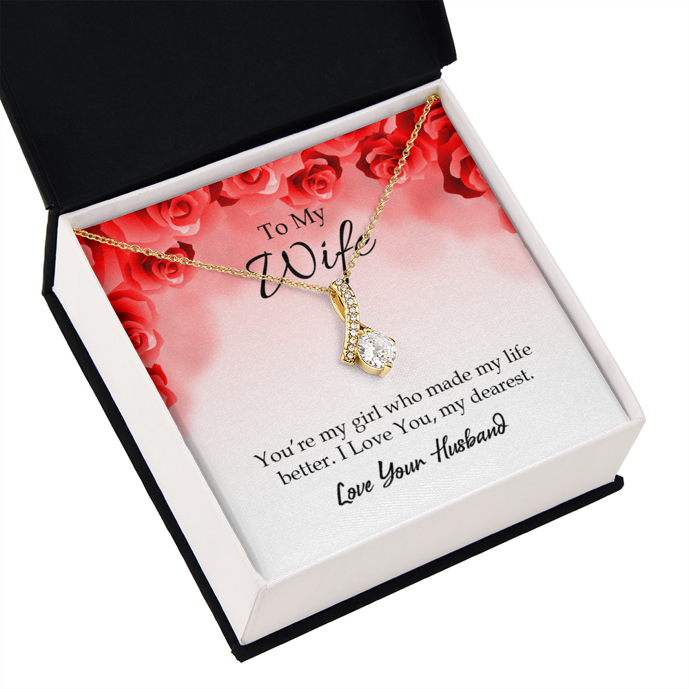 To My Wife You’re My Girl Alluring Ribbon Necklace Message Card-Express Your Love Gifts