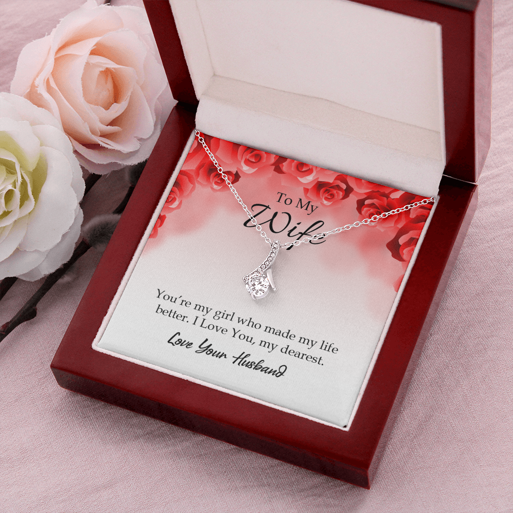 To My Wife You’re My Girl Alluring Ribbon Necklace Message Card-Express Your Love Gifts