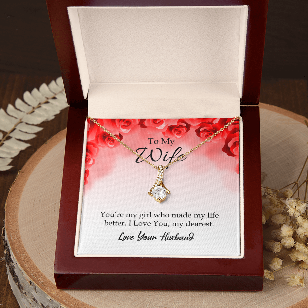 To My Wife You’re My Girl Alluring Ribbon Necklace Message Card-Express Your Love Gifts