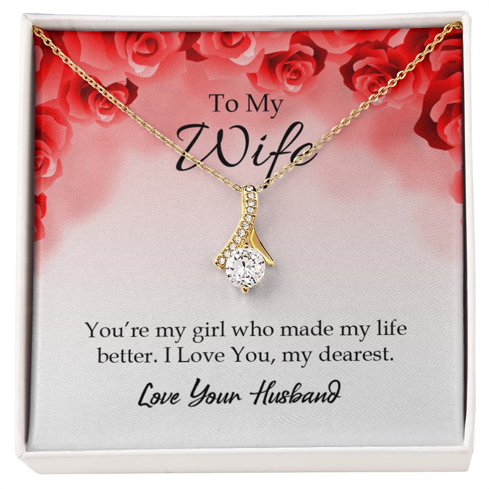 To My Wife You’re My Girl Alluring Ribbon Necklace Message Card-Express Your Love Gifts