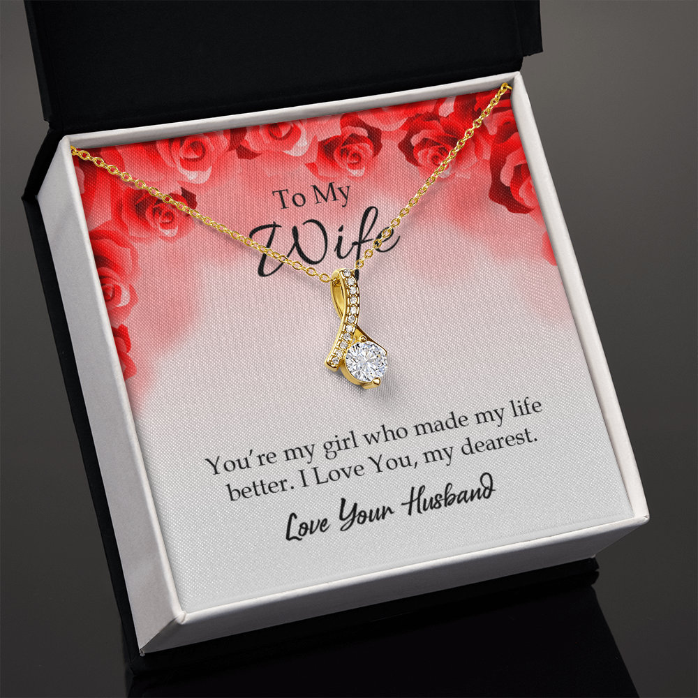 To My Wife You’re My Girl Alluring Ribbon Necklace Message Card-Express Your Love Gifts