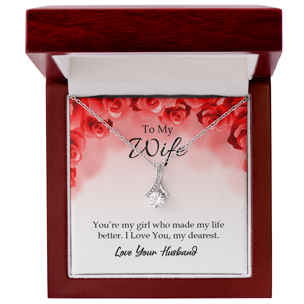 To My Wife You’re My Girl Alluring Ribbon Necklace Message Card-Express Your Love Gifts