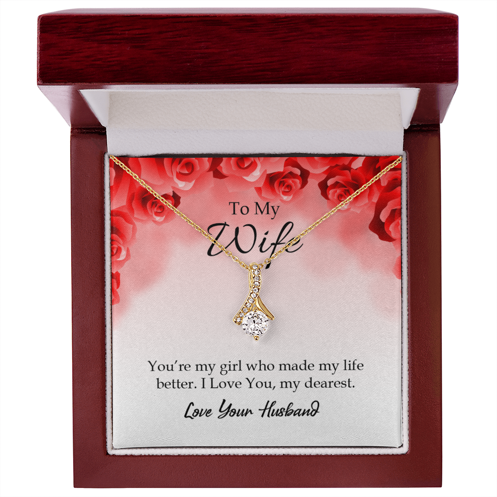 To My Wife You’re My Girl Alluring Ribbon Necklace Message Card-Express Your Love Gifts