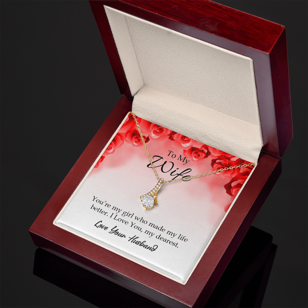 To My Wife You’re My Girl Alluring Ribbon Necklace Message Card-Express Your Love Gifts