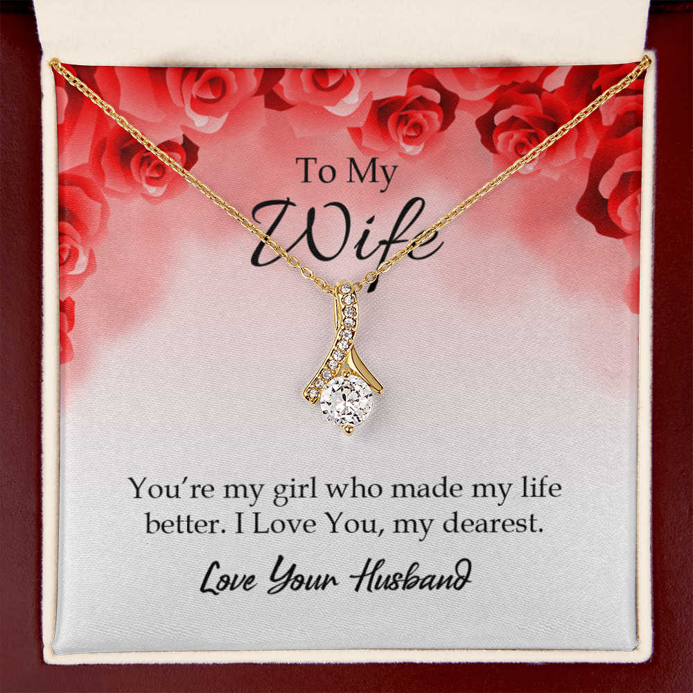 To My Wife You’re My Girl Alluring Ribbon Necklace Message Card-Express Your Love Gifts