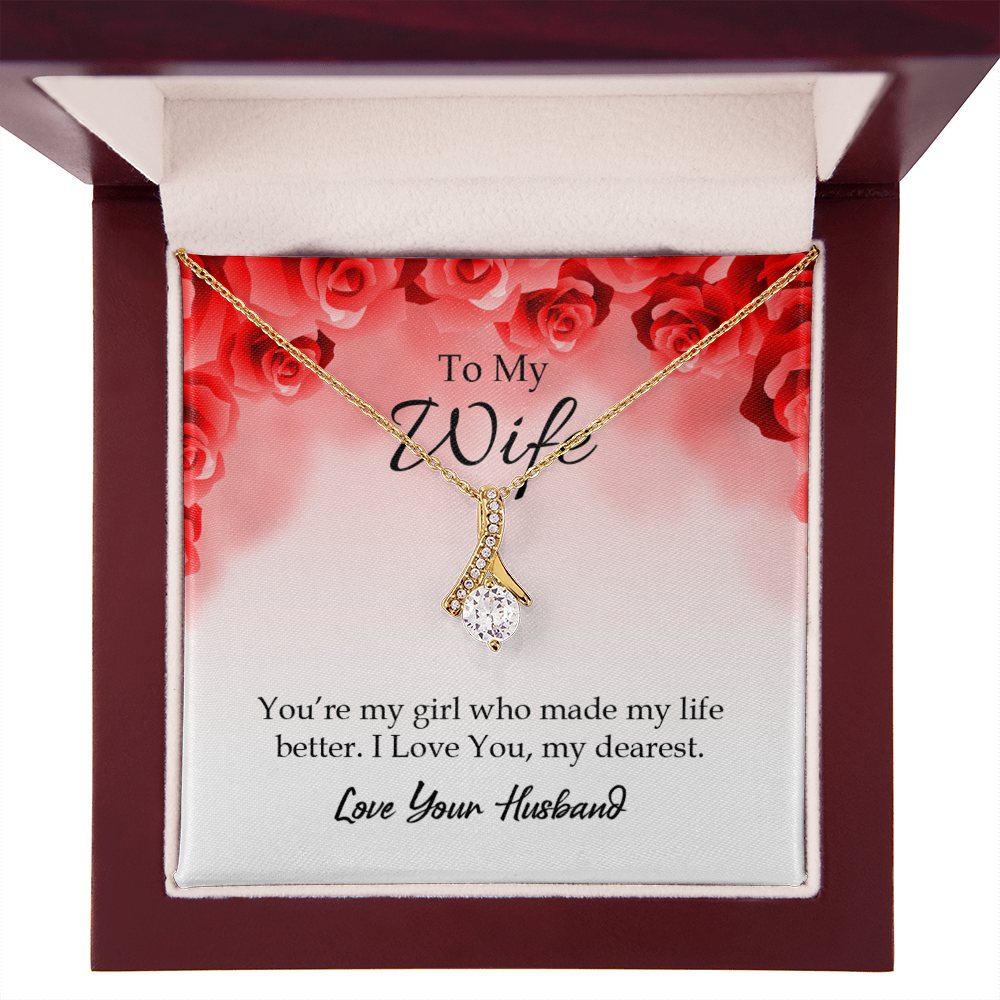 To My Wife You’re My Girl Alluring Ribbon Necklace Message Card-Express Your Love Gifts