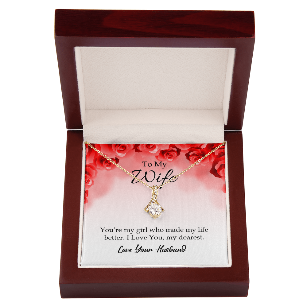 To My Wife You’re My Girl Alluring Ribbon Necklace Message Card-Express Your Love Gifts