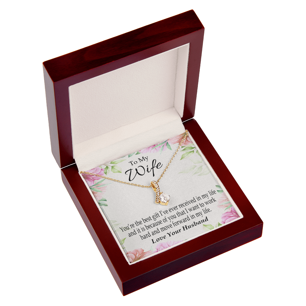 To My Wife You’re The Best Gift Alluring Ribbon Necklace Message Card-Express Your Love Gifts