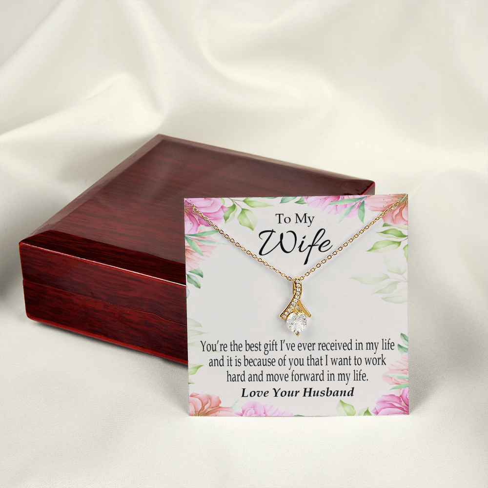 To My Wife You’re The Best Gift Alluring Ribbon Necklace Message Card-Express Your Love Gifts