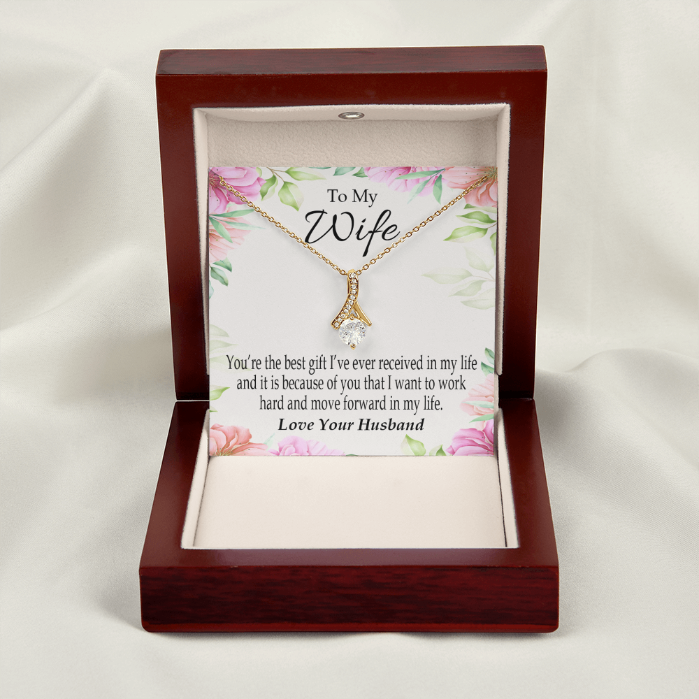 To My Wife You’re The Best Gift Alluring Ribbon Necklace Message Card-Express Your Love Gifts