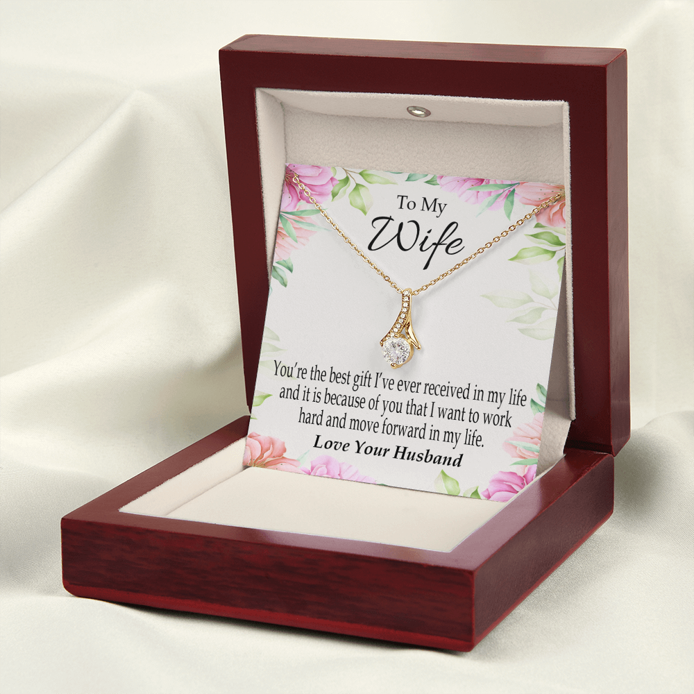 To My Wife You’re The Best Gift Alluring Ribbon Necklace Message Card-Express Your Love Gifts