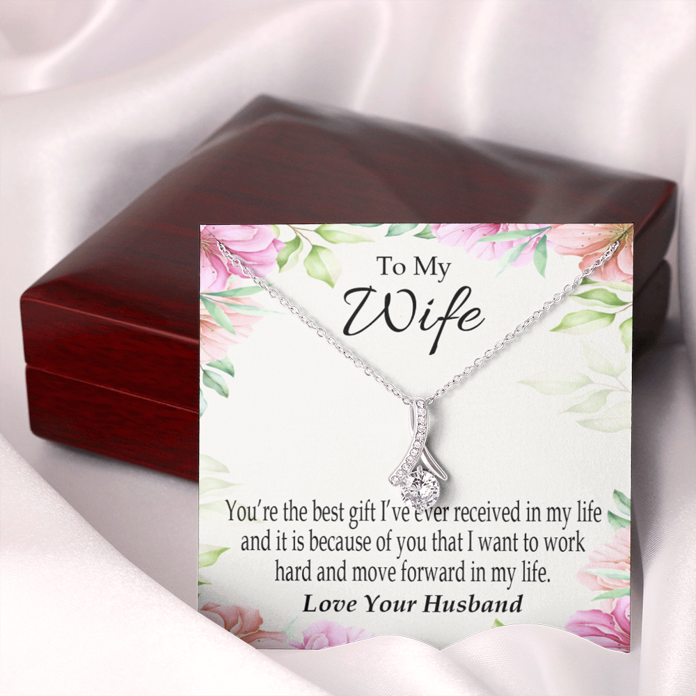 To My Wife You’re The Best Gift Alluring Ribbon Necklace Message Card-Express Your Love Gifts