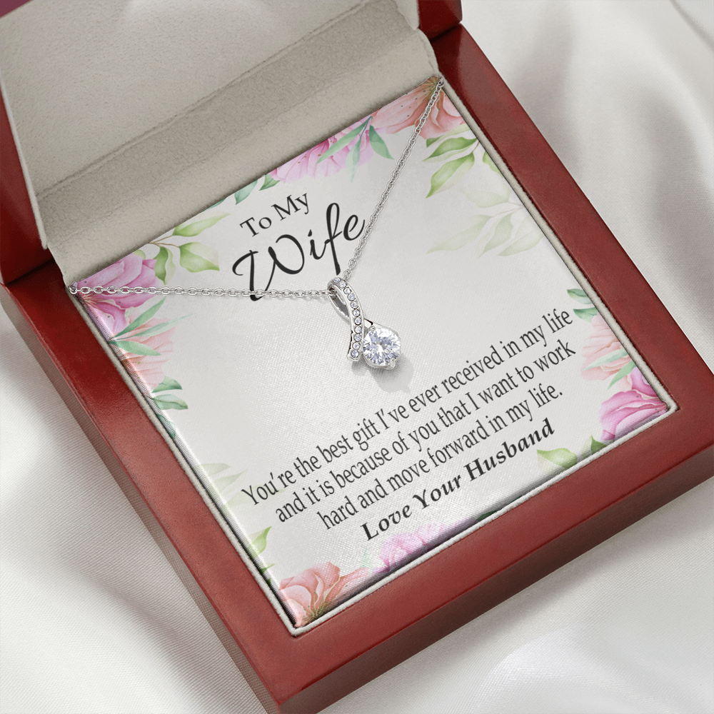 To My Wife You’re The Best Gift Alluring Ribbon Necklace Message Card-Express Your Love Gifts