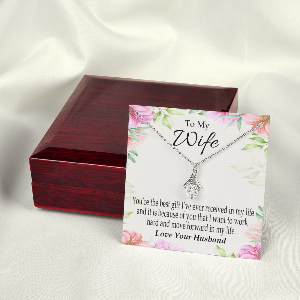 To My Wife You’re The Best Gift Alluring Ribbon Necklace Message Card-Express Your Love Gifts