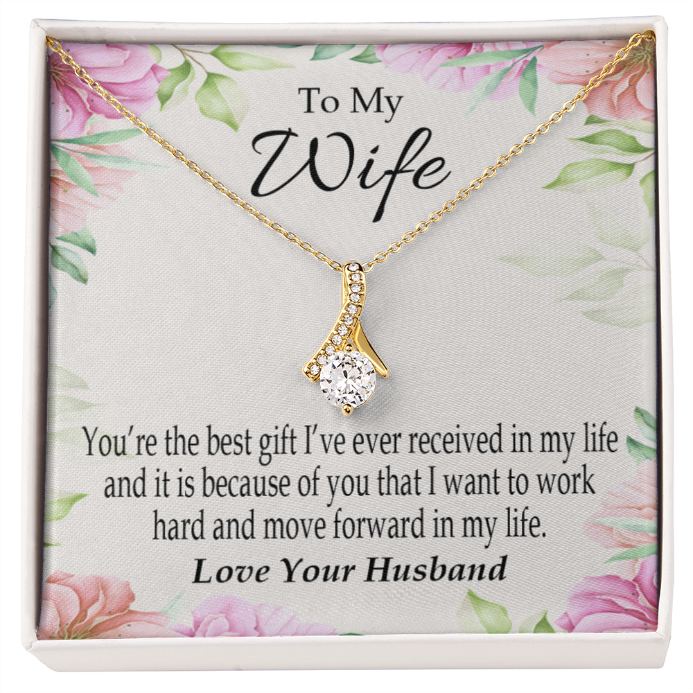 To My Wife You’re The Best Gift Alluring Ribbon Necklace Message Card-Express Your Love Gifts