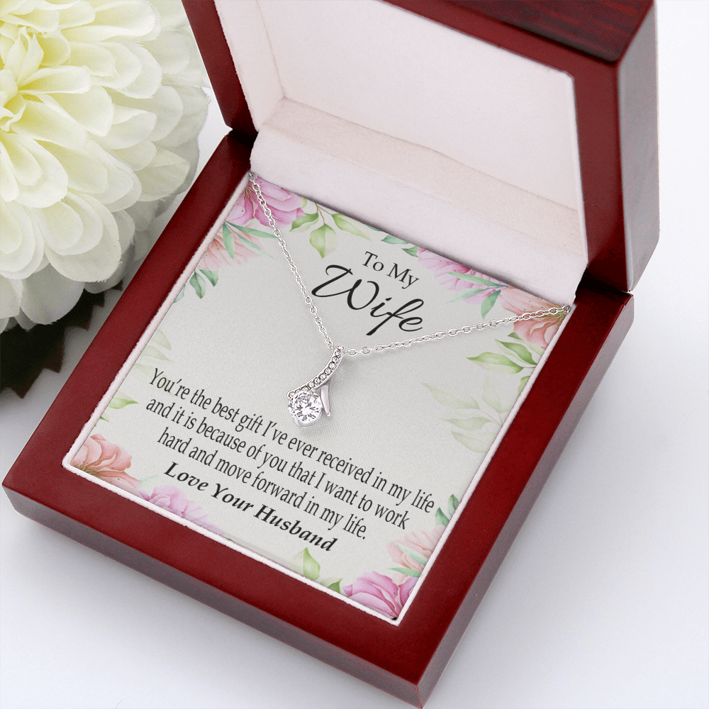 To My Wife You’re The Best Gift Alluring Ribbon Necklace Message Card-Express Your Love Gifts