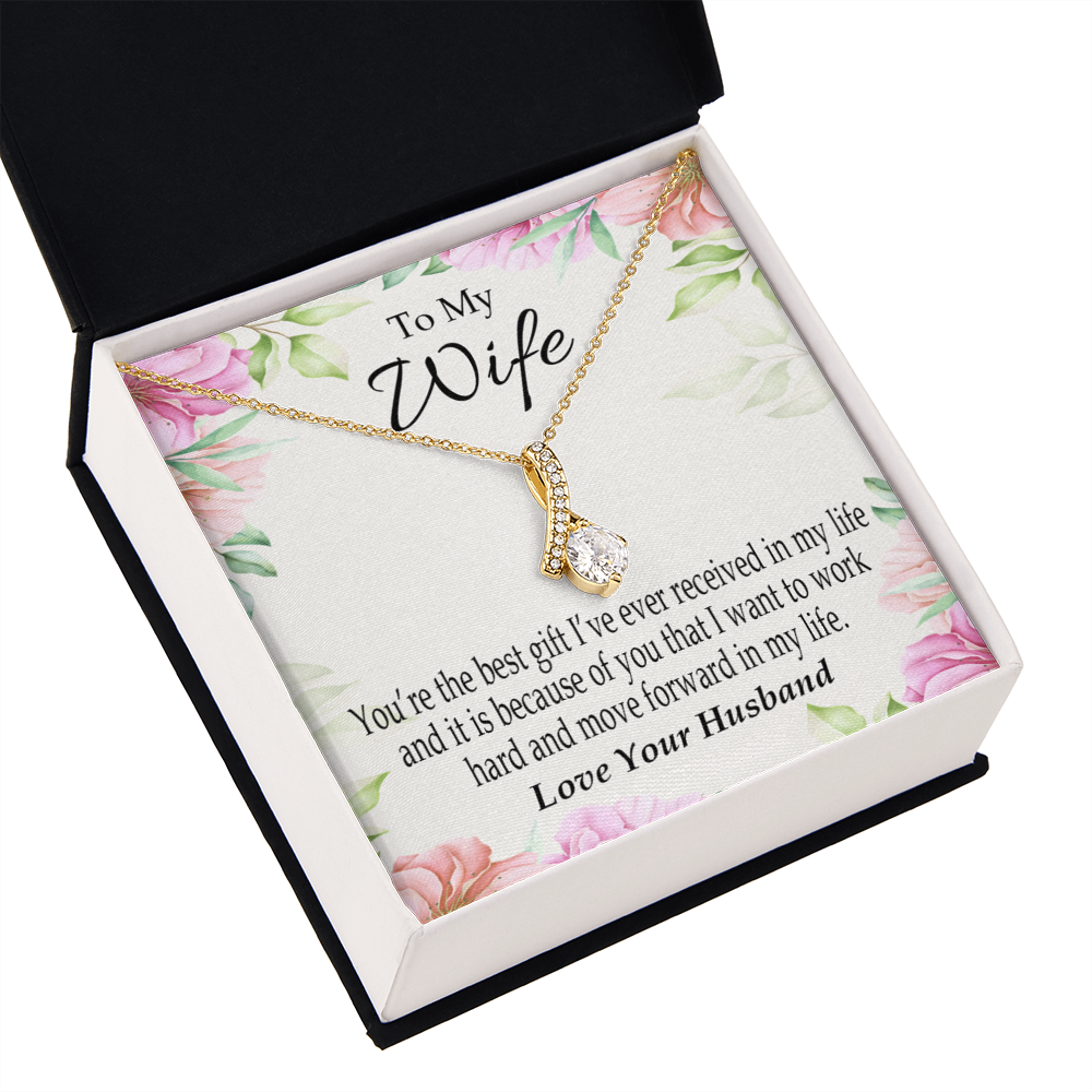 To My Wife You’re The Best Gift Alluring Ribbon Necklace Message Card-Express Your Love Gifts