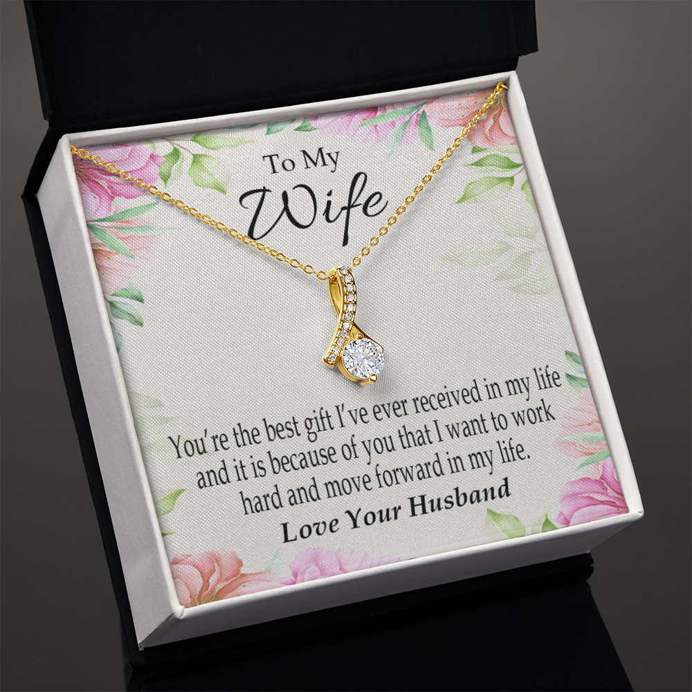 To My Wife You’re The Best Gift Alluring Ribbon Necklace Message Card-Express Your Love Gifts