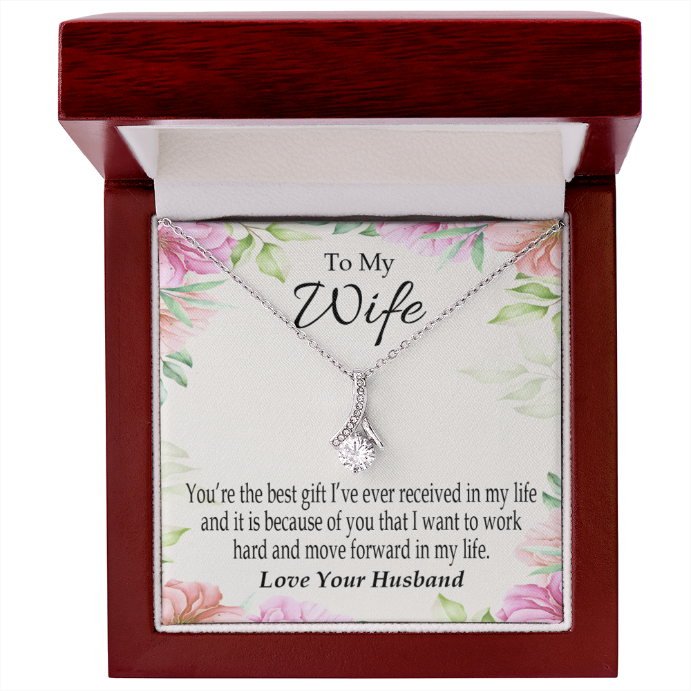 To My Wife You’re The Best Gift Alluring Ribbon Necklace Message Card-Express Your Love Gifts