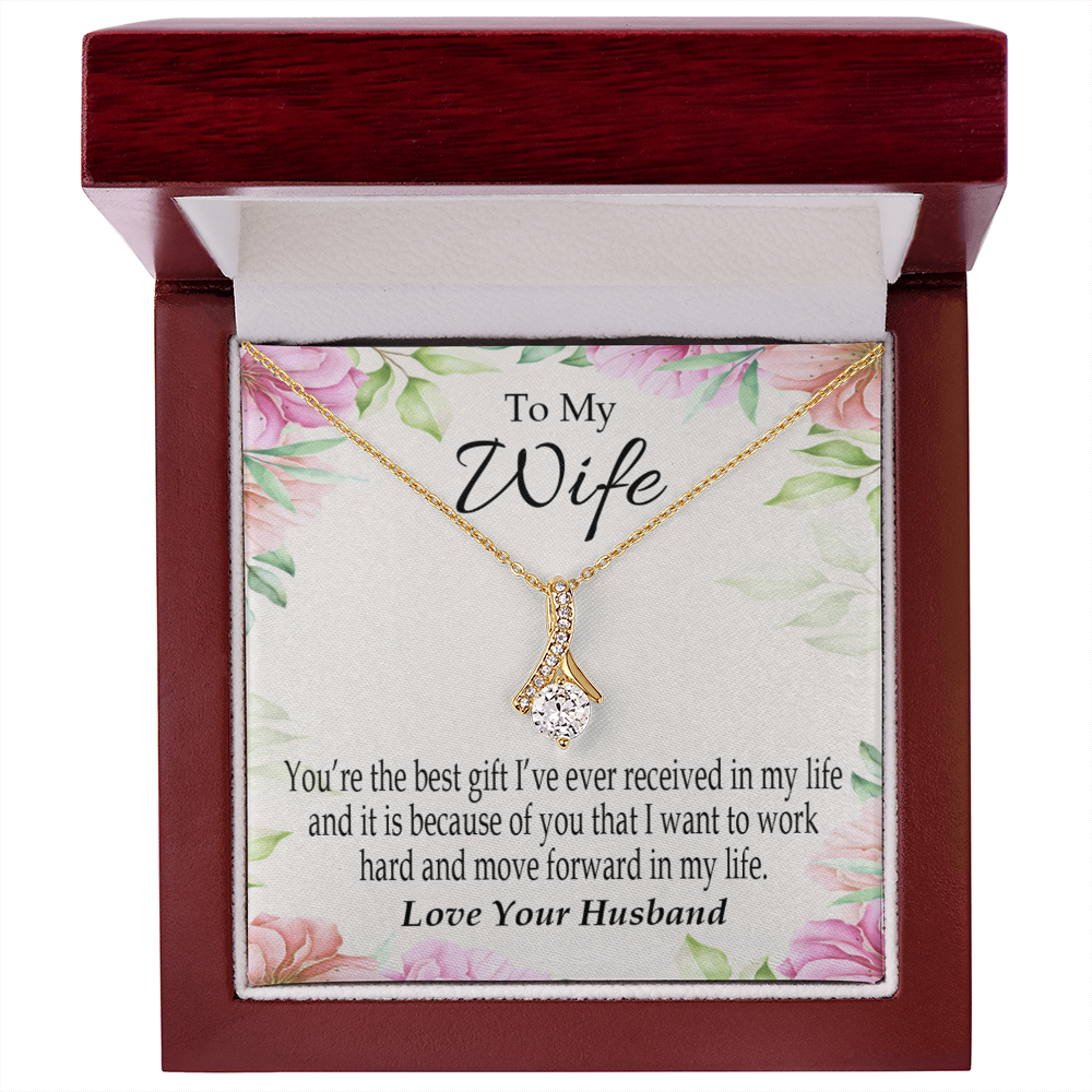 To My Wife You’re The Best Gift Alluring Ribbon Necklace Message Card-Express Your Love Gifts