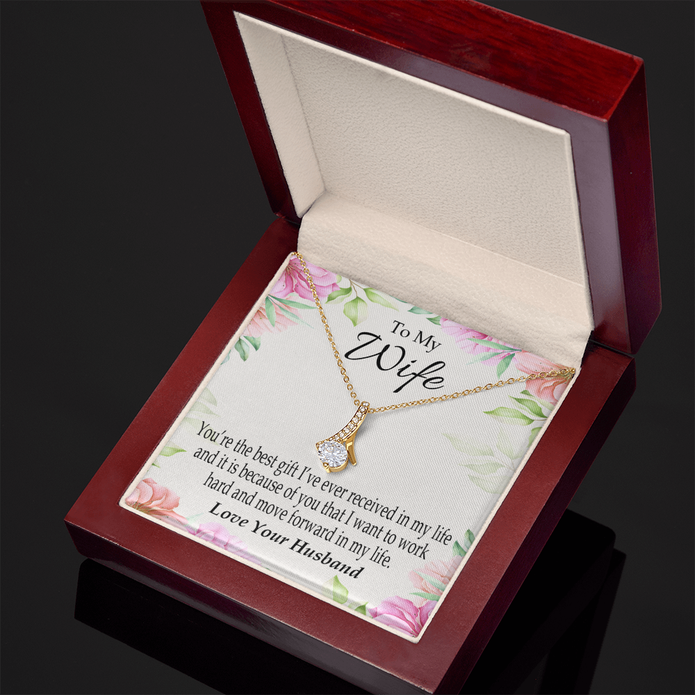 To My Wife You’re The Best Gift Alluring Ribbon Necklace Message Card-Express Your Love Gifts