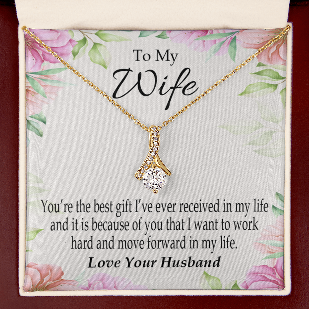 To My Wife You’re The Best Gift Alluring Ribbon Necklace Message Card-Express Your Love Gifts