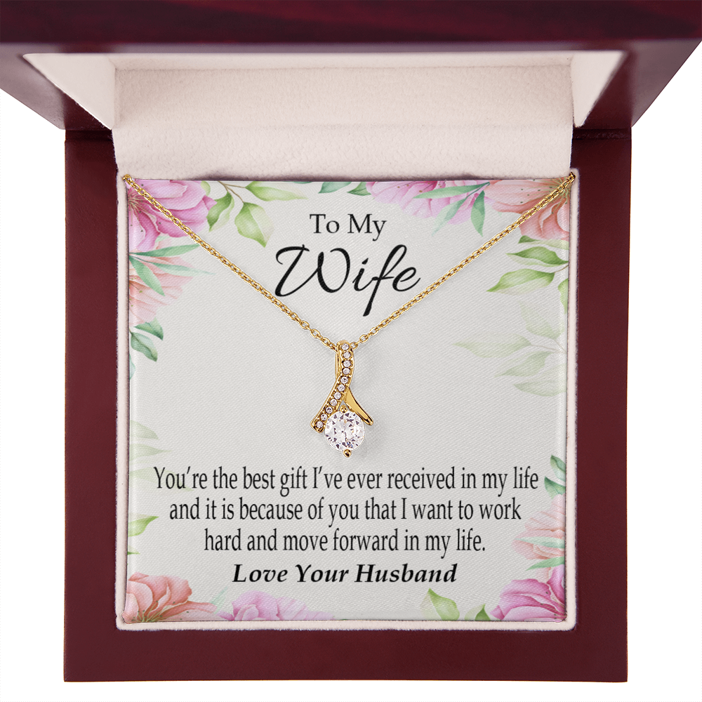 To My Wife You’re The Best Gift Alluring Ribbon Necklace Message Card-Express Your Love Gifts