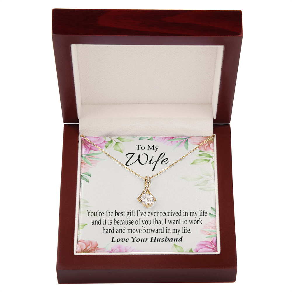 To My Wife You’re The Best Gift Alluring Ribbon Necklace Message Card-Express Your Love Gifts