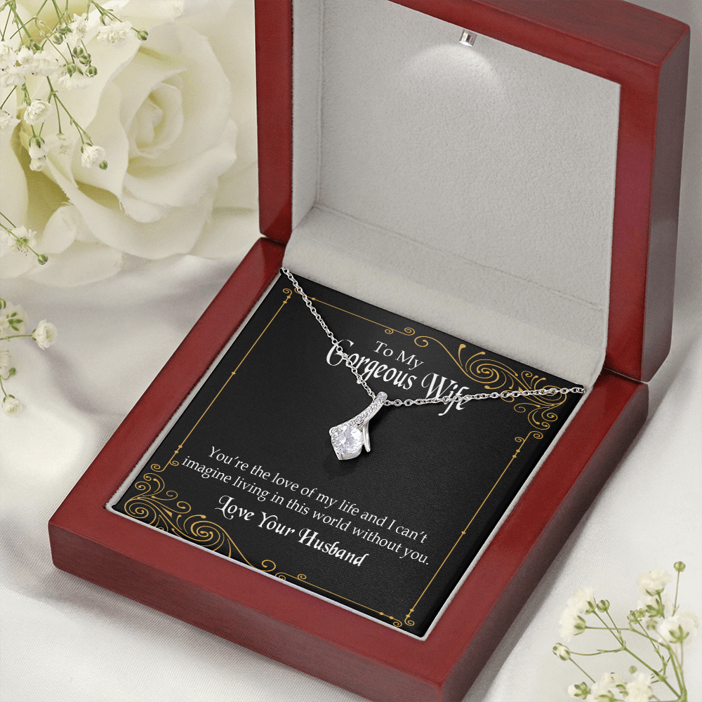 To My Wife You’re The Love of My Life Alluring Ribbon Necklace Message Card-Express Your Love Gifts