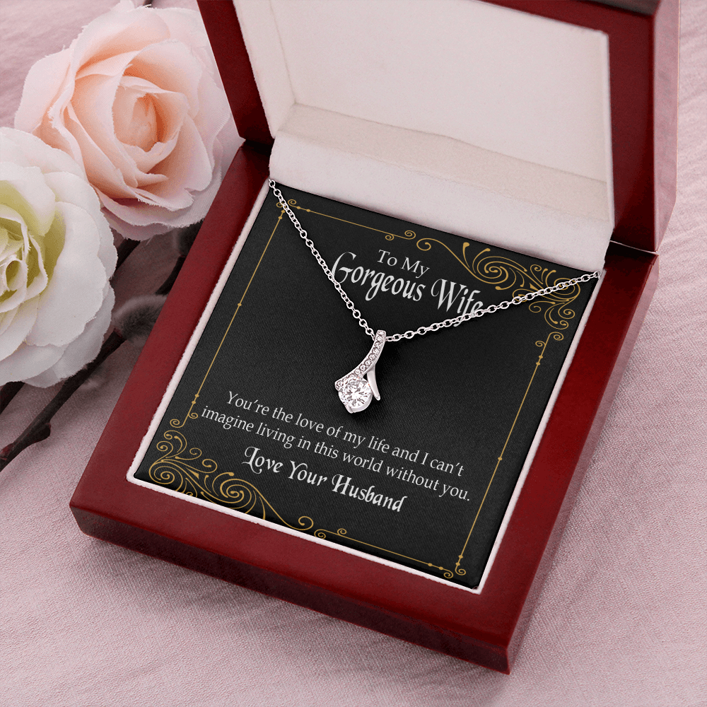 To My Wife You’re The Love of My Life Alluring Ribbon Necklace Message Card-Express Your Love Gifts